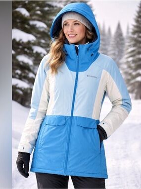 Columbia Women's Two-Tone Blue Hooded Ski Jacket